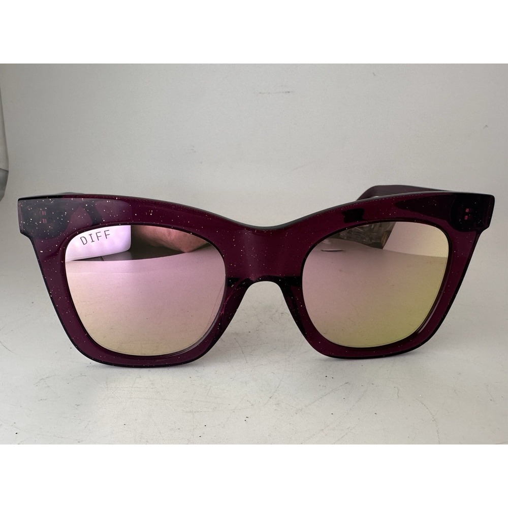 DIFF Eyewear Kaia Sunglasses Umbria Cherry Blossom Mirror Purple Glitter